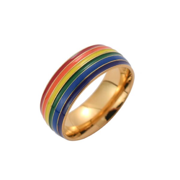 Fashion Rainbow Pride Ring Women Men Gay Lesbian LGBT Stainless Steel Friendship Jewelry - Image 5