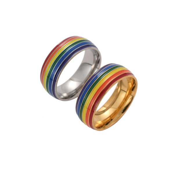 Fashion Rainbow Pride Ring Women Men Gay Lesbian LGBT Stainless Steel Friendship Jewelry - Image 2