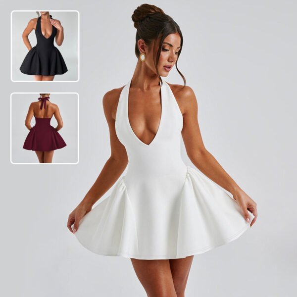 Sexy Deep V-neck Halter Dress Ins Fashion Slim Short Dress For Party Clothing Women - Image 7