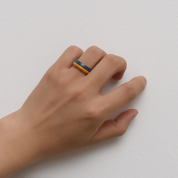 Fashion Rainbow Pride Ring Women Men Gay Lesbian LGBT Stainless Steel Friendship Jewelry - Image 4