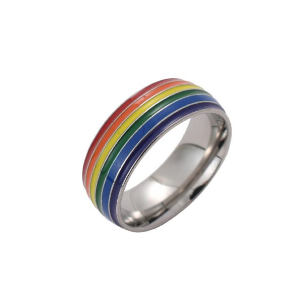 Fashion Rainbow Pride Ring Women Men Gay Lesbian LGBT Stainless Steel Friendship Jewelry - Image 3