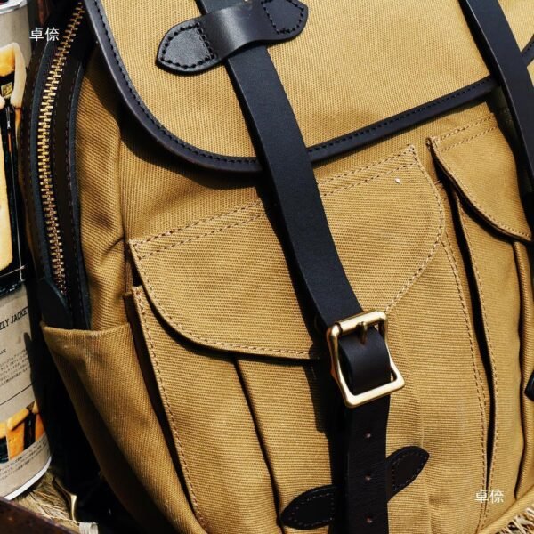 American Retro Heavy Oil Wax Canvas Backpack - Image 5