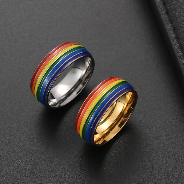 Fashion Rainbow Pride Ring Women Men Gay Lesbian LGBT Stainless Steel Friendship Jewelry - Image 6