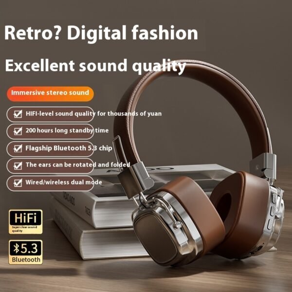 Retro Wireless Bluetooth-compatible 5.3 Head-mounted Dynamic Bass Boost Headset - Image 5