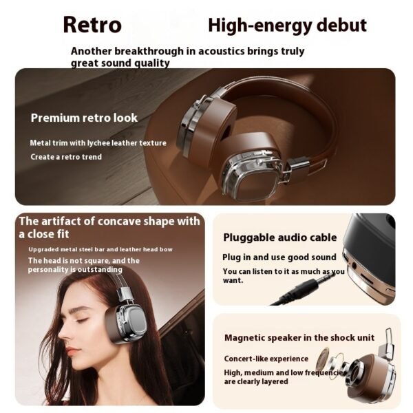 Retro Wireless Bluetooth-compatible 5.3 Head-mounted Dynamic Bass Boost Headset - Image 2