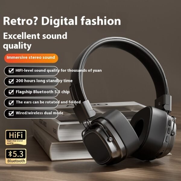 Retro Wireless Bluetooth-compatible 5.3 Head-mounted Dynamic Bass Boost Headset - Image 7