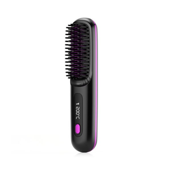 2 In 1 Straight Hair Comb Wireless Hair Straightener Brush Hair Fast Heating Portable Hot Curler USB Charging - Image 2