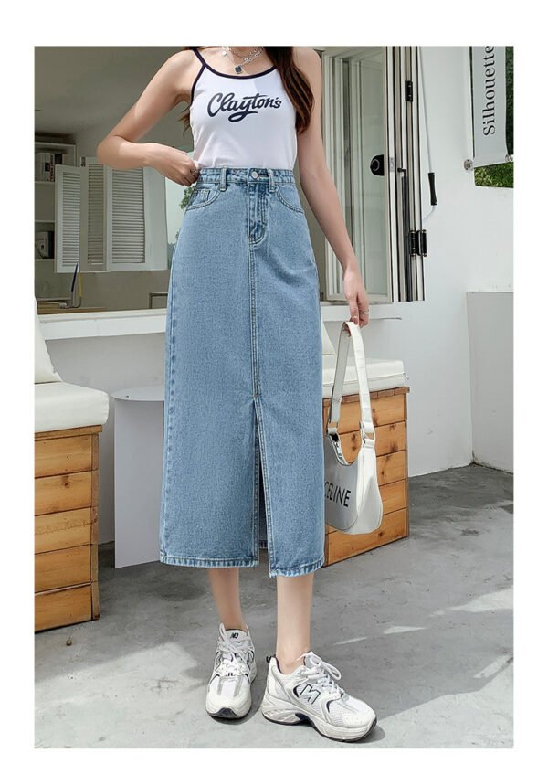 Women's High Waist Summer Retro Straight Loose Denim Skirt - Image 9