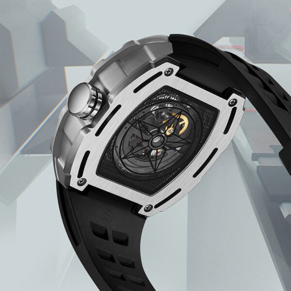 Men's Barrel-shaped Hollow Automatic Mechanical Watch - Image 9