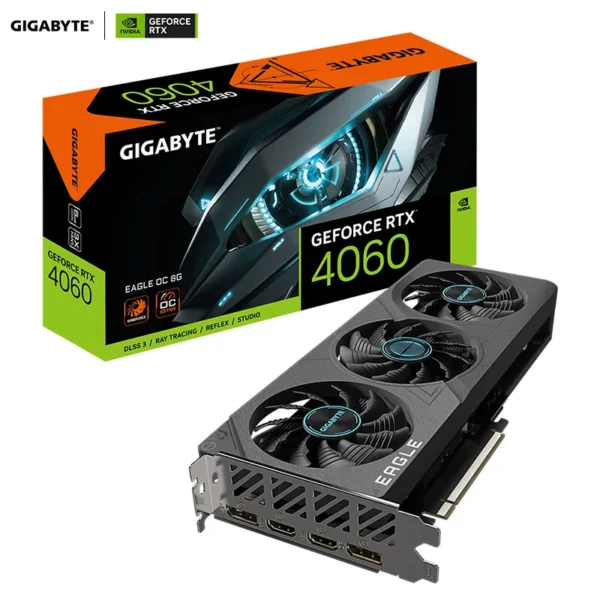 GIGABYTE GeForce RTX 4060 EAGLE OC 8G Graphic card GPU Видеокарта GDDR6 8 GB 128 bit Desktop 17 Gbps PCI-E 4.0 HDMI Gaming